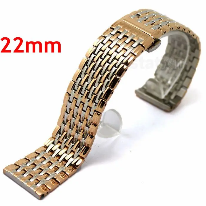 Rose gold Color 22mm Stainless Steel Band Watch Wrist Strap Bracelet