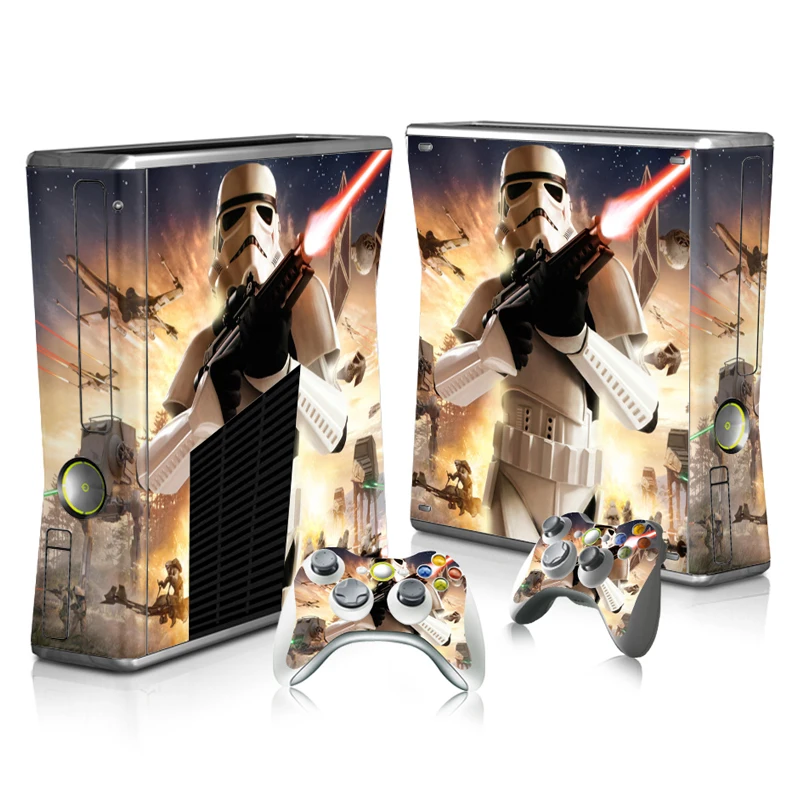 

Free Drop Shipping Design Dark Line Black Star Pattern Stickers for XBOX 360 slim Decal Skin for Controller & Slim Console
