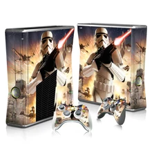 Transporte Da Gota livre Design Linha Escura Preto Padrão de Estrela Adesivos para XBOX 360 slim 360 Decalque Da Pele para o Controlador & Magro Console