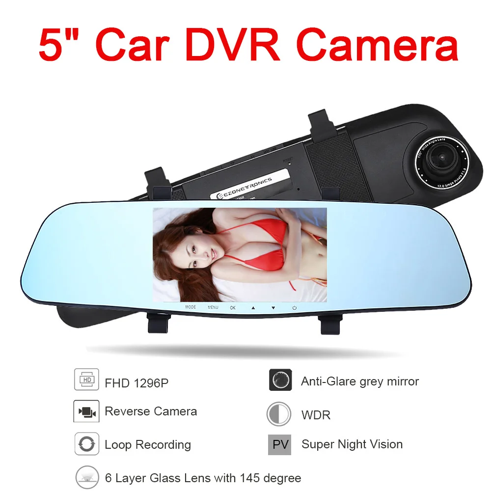 Newest 5.0" FHD 1296P Car Camera Starlight Night Vision Car Dvr With
