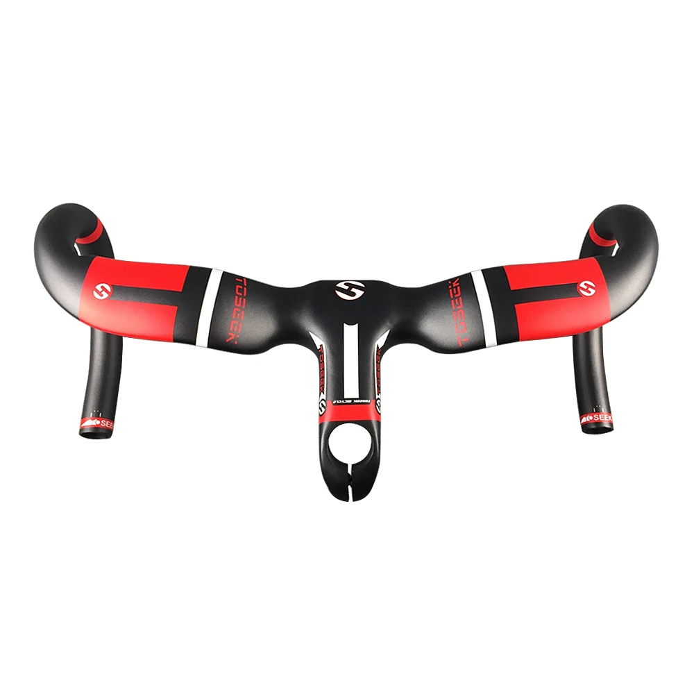 

Cycling Handlebar Carbon Road Bike Bent Bar UD Matte Black With Red Logo Stem 80/90/100/110/120mm Handlebar