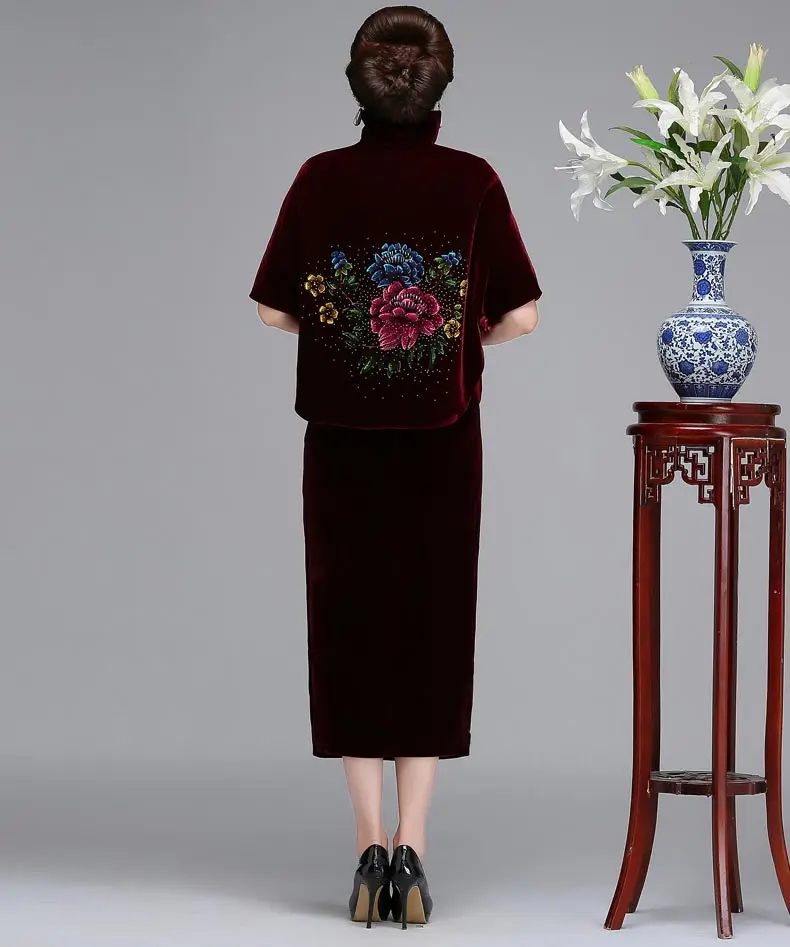 2018 осеннее Новое Женское платье ручной работы с пайетками Cheong-sam модное дамское велюровое цветочное плащ с пуговицами шаль пальто M-3XL