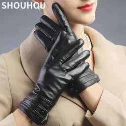 Shouhou 2017 женские зимние Перчатки Genuien Кожа Овчины Перчатки Мода Ladys партия Показать Перчатки Сенсорный экран перчатки варежки