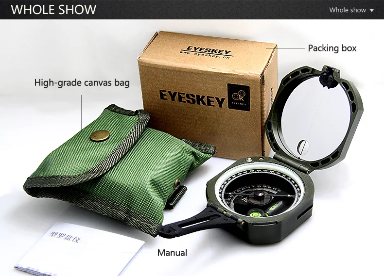 Equipamento de Sobrevivência de Acampamento Bússola de Bolso Acampamento ao ar Bússola Geológica Eyeskey Profissional Handheld Leve Militar ao ar Livre Bússola 7 Eyeskey bússola geológica profissional handheld leve bússola
