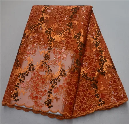 

2019 new design French fashion lace fabric, Nigerian party dress with sequins high quality 5 yards