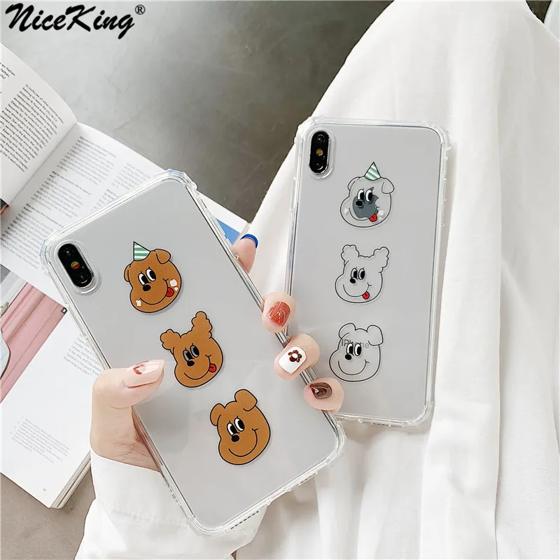 

Niceking Couple Cute Cartoon Animal Dog Phone Case For iPhone XR XS Max Case For iPhone X 6 6S 7 8 Plus Soft TPU Back Cover Capa