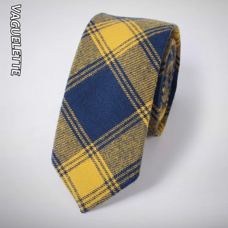 

VAGUELETTE Handmade Plaid&Striped Neckties For Men Skinny Tie 6 CM Knitted Slim Cotton Red Ties For Men 146*6CM