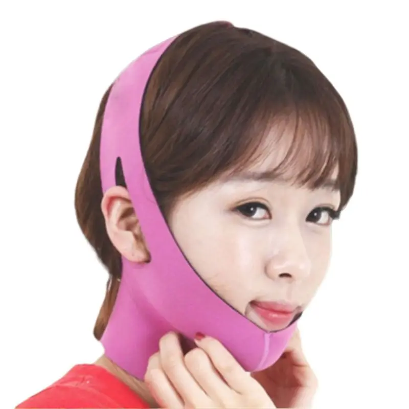 Корейская женская тонкая бандажная маска для похудения лица, v-образная маска для лица, уменьшающая двойной подбородок, пояс для ухода за кожей, косметический корректирующий инструмент для подтяжки лица - Цвет: Rose Pink