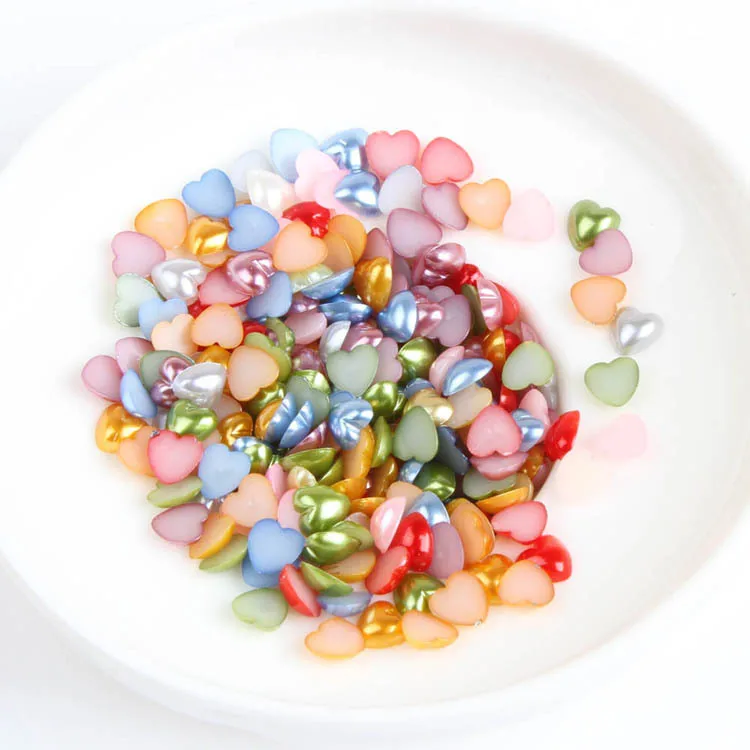 

500pcs Mix-Color Flat Back Imitated Pearl Half Scrapbooking Peach Heart Mobile Phone Embellishment DIY Crafts Size: 6mm