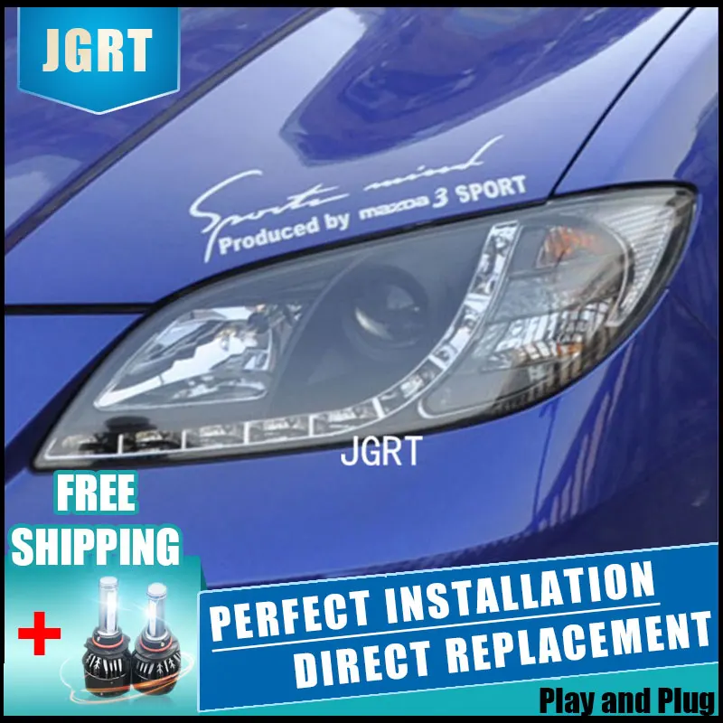 Стайлинг автомобиля сборка фар 2006 2012 для Mazda 3 DoubleU Angel Eye СВЕТОДИОДНЫЙ DRL Объектив