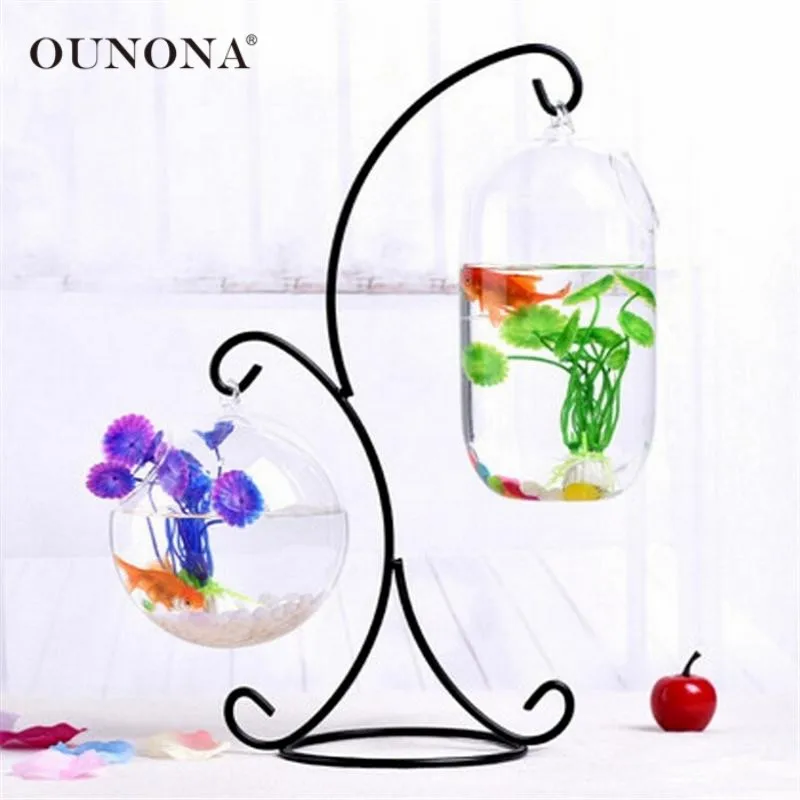 OUNONA 2 Hook завод стеклянная ваза железная Подвесная подставка держатель для