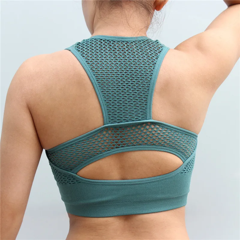 

Seamless Sports Bra Top Fitness Women Cross Back Running Crop Tops Pink Workout Padded Yoga Bra High Impact Women Top Bra
