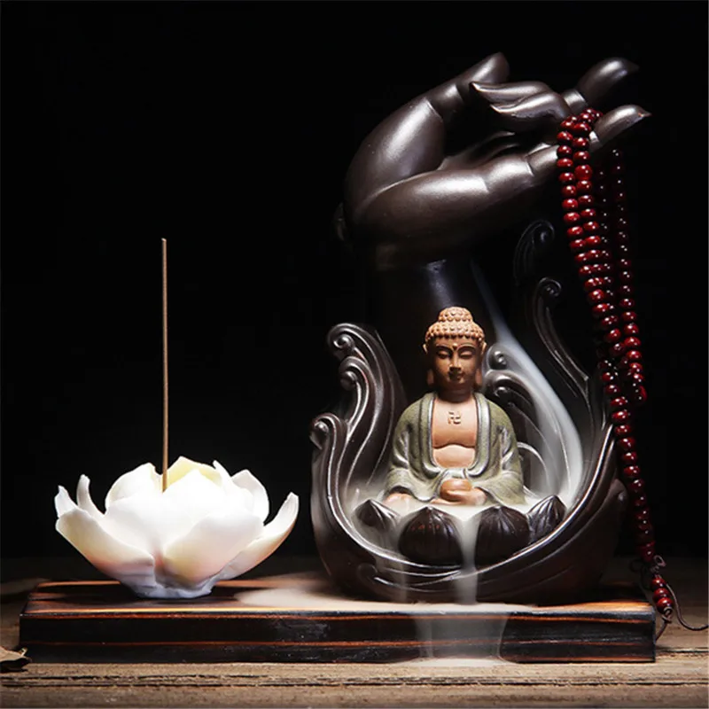

Room Fragrance Incense Censer Ceramic Aromatherapy Burner Bergamot Lotus Vintage Line Glaze Buddha Smoke Backflow Plate
