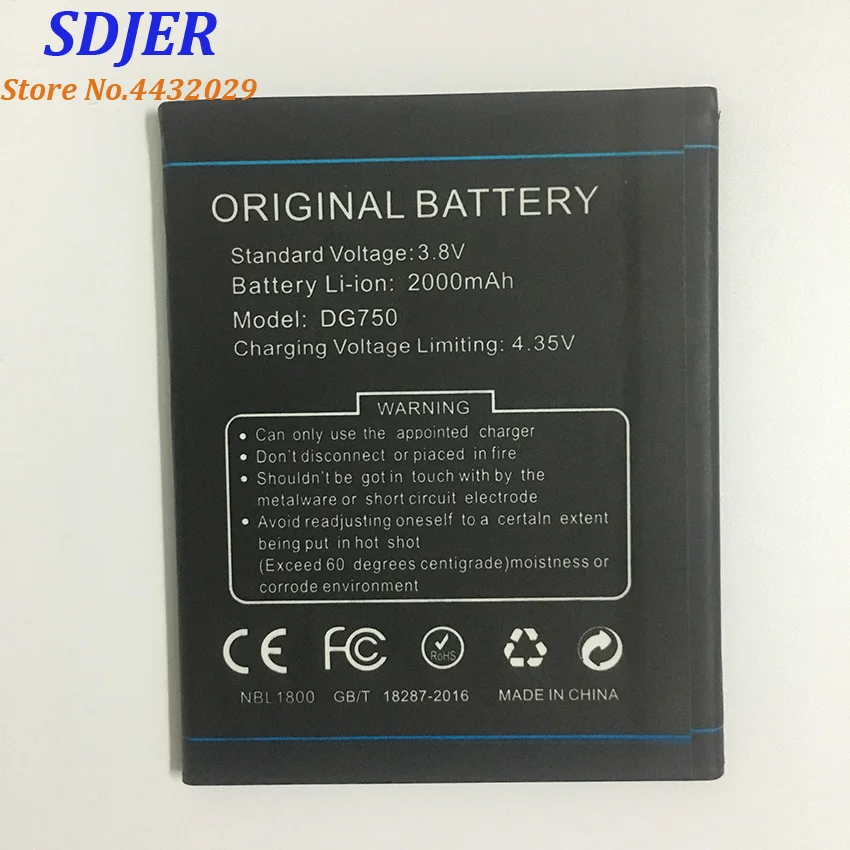 Original Battery for DOOGEE B DG750 Smartphone 2000mAh Lithium ion