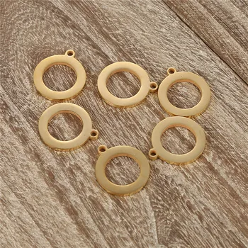 

10PCS/lots 15x15mm Stainless Steel Gold Silver Color Simple Round Circle Pendant Charms for Jewelry DIY Making Accessories