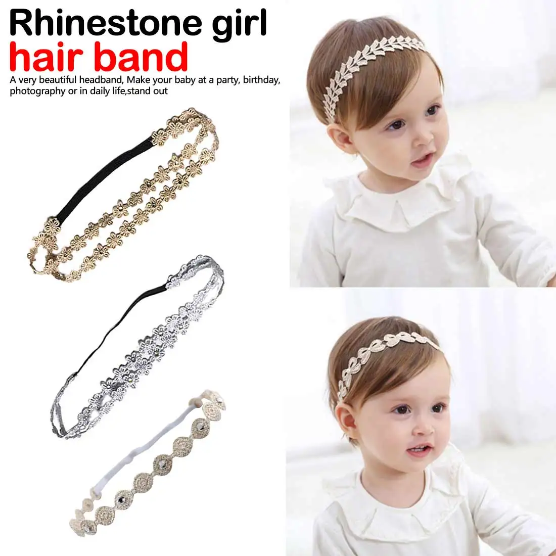 

Hairband Solid Color Flower Rhinestone Mini Headband Girl Hair Newborn Baby Floral Hair Bands Hair Bows Accessories Ornament