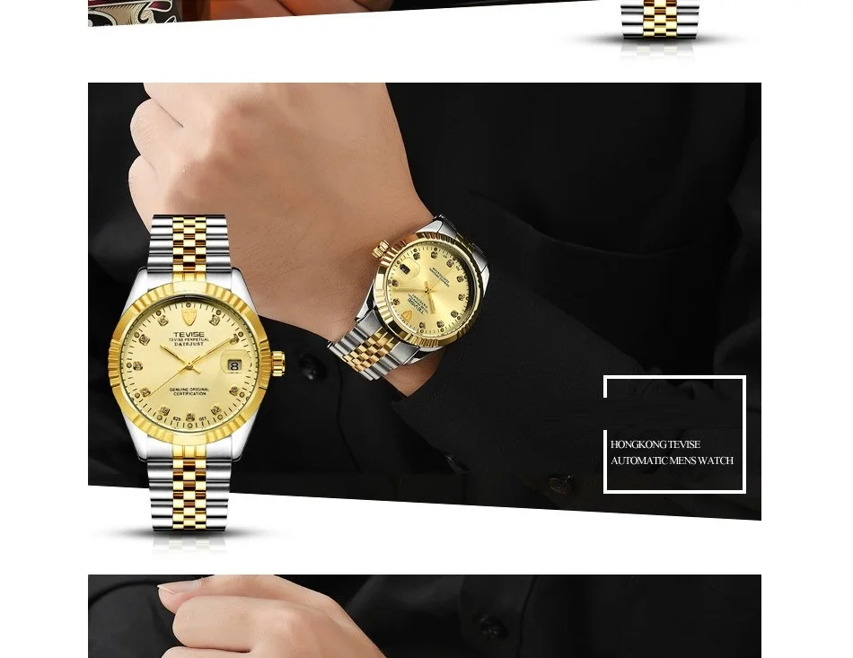 TEVISE Men Mechanical Watches Calendar Automatic Watch Men Diamond Business Causal Male Watches Luxury Waterproof Wristwatches (9)