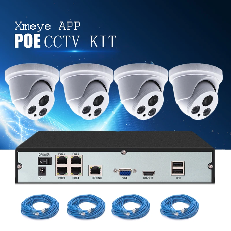 US $126.00 YiiSPO POE CCTV System kit 720P 1080P IP Camera indoor 1MP 20MP Home HD Video Surveillance network kit P2P XMeye APP view onvif