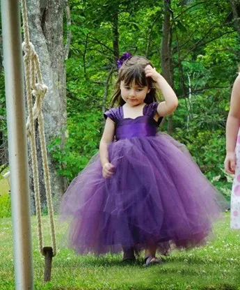 pink and purple flower girl dresses