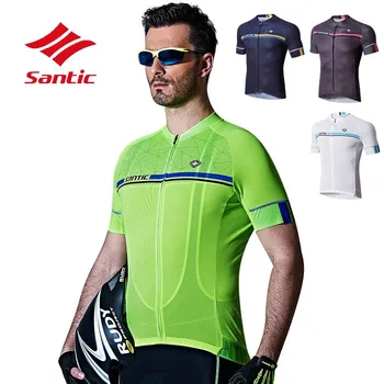 

Santic 4 Colors Cycling Jersey Men Summer Quick Dry Breathable Jersey Cycling Clothing Downhill Jersey Short Sleeve Bike Jersey
