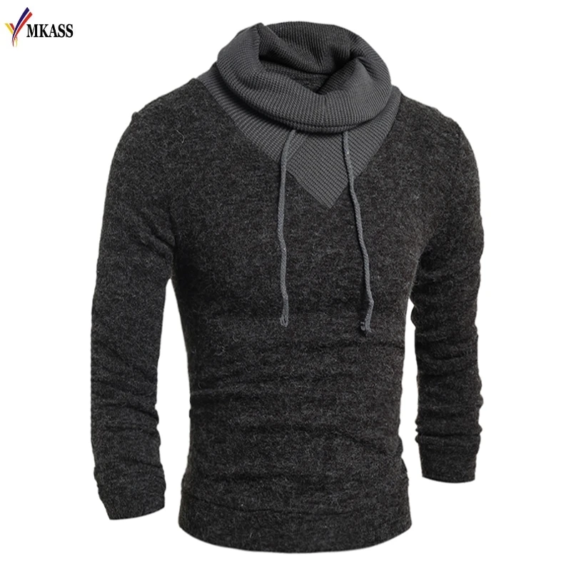 New Fashion Brand Sweaters Irregular Collar Fake two piece Slim Fit