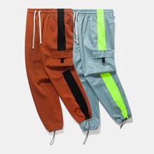 Мужской Свободные шаровары Штаны Jogger Брюки спортивные Штаны Лоскутная весна/осень боковые полосы дизайн уличная гарем Штаны унисекс