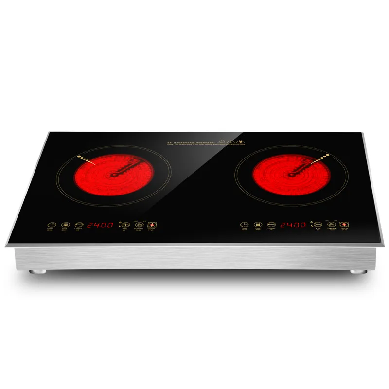 2400 W* 2 портативная двойная 220 V керамическая Электроплита Cooktop цифровая керамическая Столешница двойная горелка с синхронизацией полностью английская