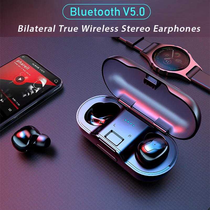 

TWS Bluetooth V5.0 Headphones In-Ear Wireless Bluetooth Earphone With Charging Case Noise Reduction 3D Headset motion Earbuds