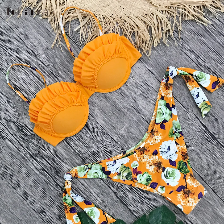 2018 New Sexy Bikini Swimwear Women Swimsuit Ruffle Bikinis Women Bathing Suit Strappy Biquini Brazilian Bikini Solid Beachwear 2018 New Sexy Bikini Swimwear Women Swimsuit Ruffle Bikinis Women Bathing Suit Strappy Biquini Brazilian Bikini Solid Beachwear