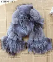 moda mujer 2019 genuine fox fur scarf for women real rex rabbit fur silver fox fur collar collar winter natural fur neck warmer