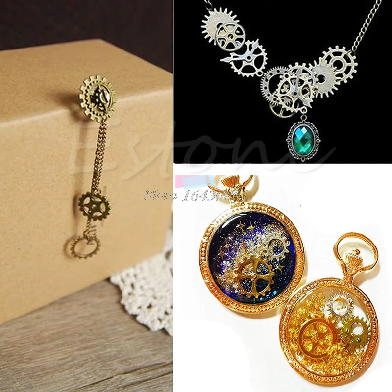 42 piezas Vintage piezas de aleación de joyería Steampunk arte DIY manualidades Cyberpunk engranajes para ver S08 de la nave de la gota