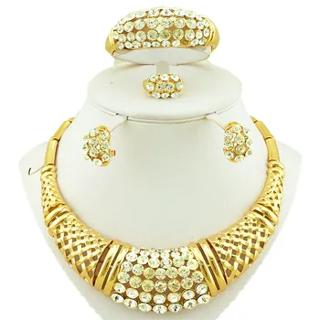 

white stone gold plating jewelry sets wholesale price fashion jewelry sets fine women jewelry set