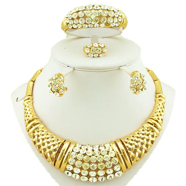 Buy white stone gold plating jewelry sets wholesale