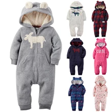 2017 Nouveau Bébé Vêtements À Manches Longues Barboteuses D’hiver Bébé et Nouveau-né Bébé À Capuche En Molleton doux Coton