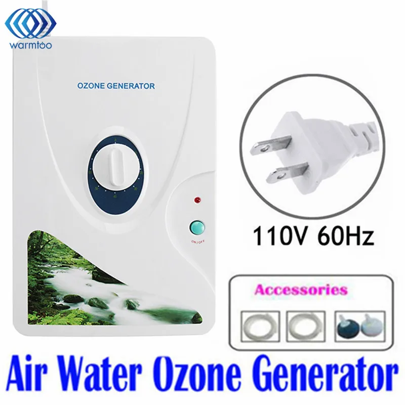 

110V 12W 600mg/h Air Purifier Vegetable Fruit Ozone Generator Ozonator Sterilizer Meat Fresh Purify Air Water US Plug