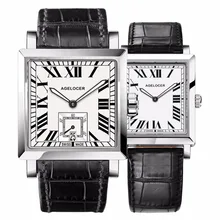 Agelocer пара Часы для Для мужчин Для женщин квадратный Повседневные часы Пояса из натуральной кожи группа Водонепроницаемый Часы 3301-3401