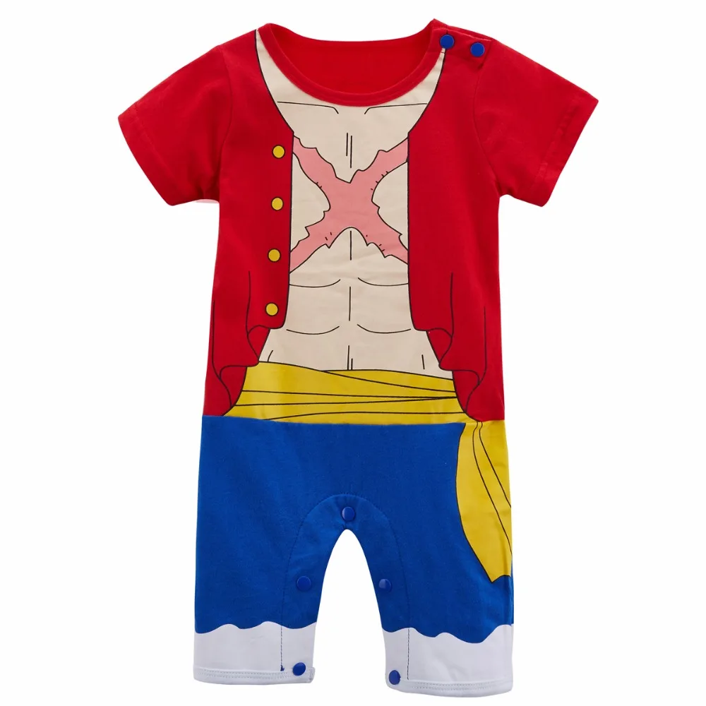 Baby Boys Luffy Costume Romper Infant Cosplay Jumpsuit Toddler One