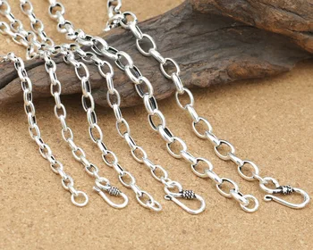 

KJJEAXCMY fine jewelry S925 pure silver jewelry, silver 6mm oval simple male, simple and long necklace sweater chain.