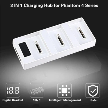 

3IN1 Smart Battery Charger Phantom 4 Charging Hub Butler Digital Display Steward Parallel Board Extension 3 Ports Drop Shipping