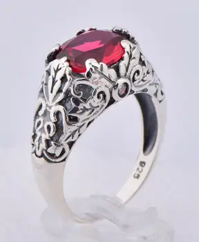 

Europe and the United States 925 sterling silver jewelry exquisite decorative pattern type restoring ancient ways is ruby ring