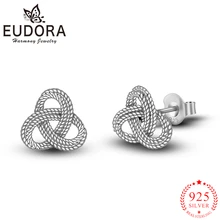Authentic Eudora, 925 пробы, серебряные серьги-гвоздики Lucky Celtics с узлом для женщин и девочек, подарок, модные серебряные ювелирные изделия MYXE175