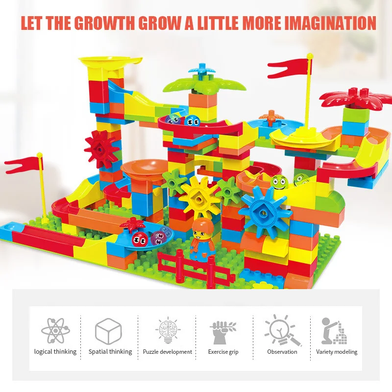 232 قطعة البناء الرخام سباق تشغيل متاهة كرات المسار تصميم ألعاب مكعبات البناء متوافق مع legoings الانكليزي كبيرة حجم الطوب