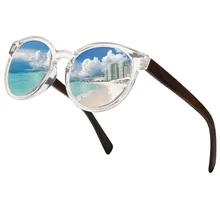 Ablibi зеркальные деревянные очки для Для мужчин Для женщин поляризованных солнцезащитных очков УФ круглые очки дерево тени в коробке lentes де