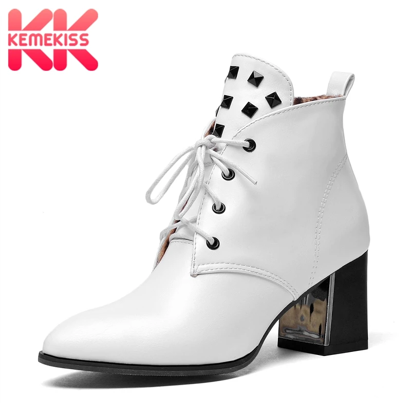 KemeKiss 4 Color Women Ankle Boots Winter Warm Fur Shoes Woman Lace Up High Heels Boots Rivets Pointed Toe Shoes Size 34-43
KemeKiss 4 Color Women Ankle Boots Winter Warm Fur Shoes Woman Lace Up High Heels Boots Rivets Pointed Toe Shoes Size 34-43