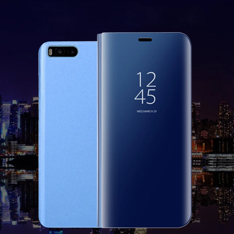 Зеркальный флип чехол с подставкой для Xiaomi Mix 2 5C A1 Redmi 7 Pro Note 4X Note4 5 6 3 5a Plus