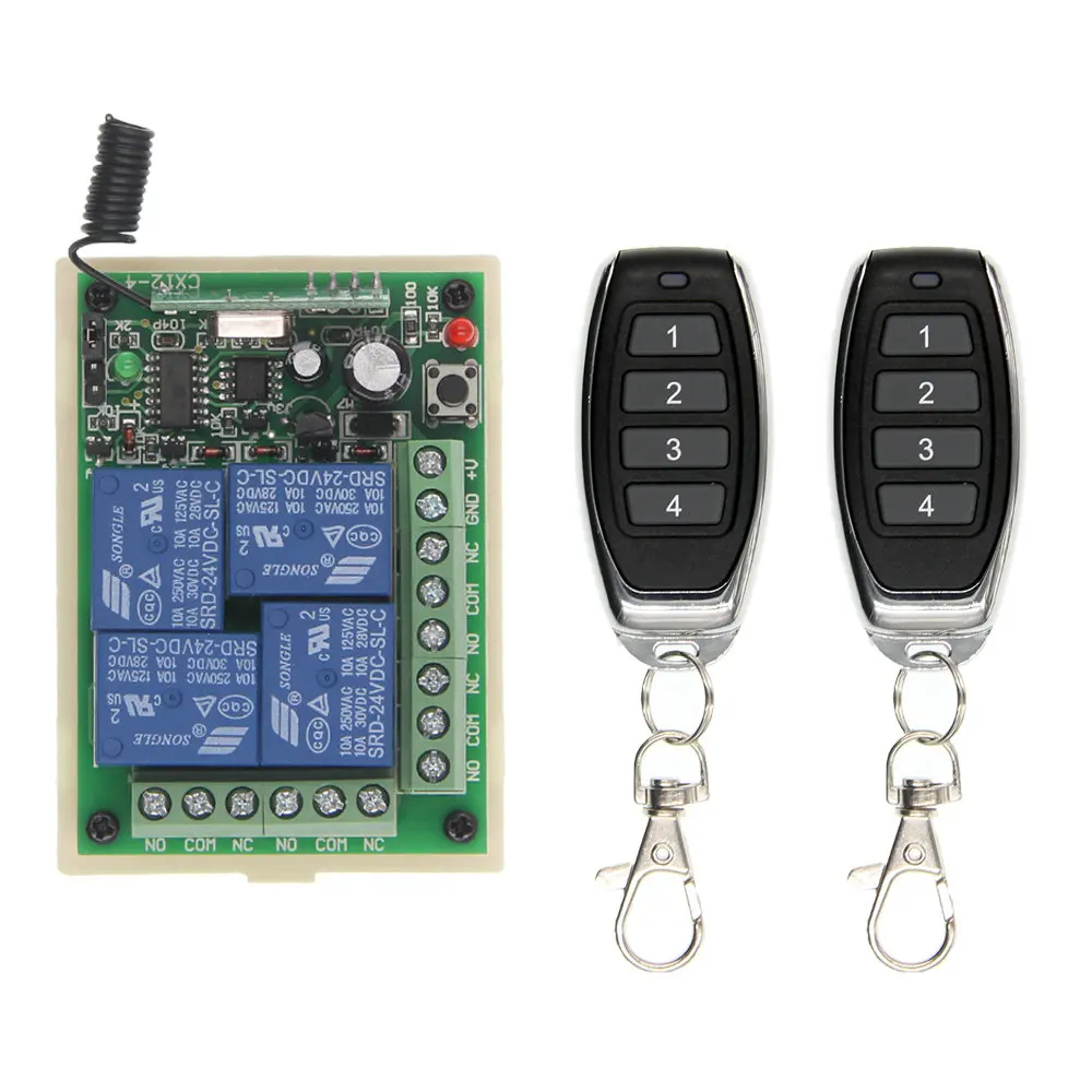 

DC 12V 24V 10A Relay 4CH 4 CH Wireless RF Remote Control Switch Transmitter+ Receiver 315 / 433 MHz Controller Popular