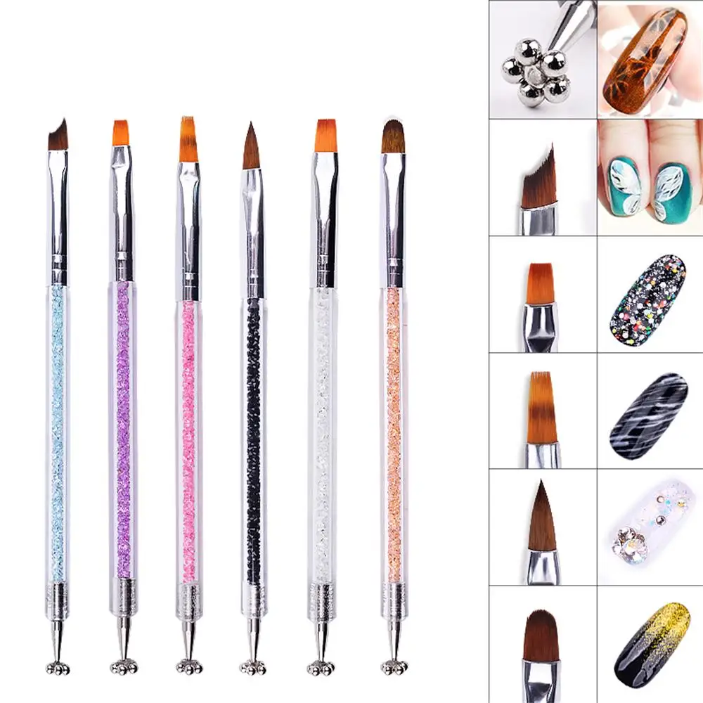 

1 Pcs 3D Double Head Nail Art Cat Eye Acrylic Brush Flower Magnet Tip Gradient Painting French Gel Polish Manicure Dotting Pen