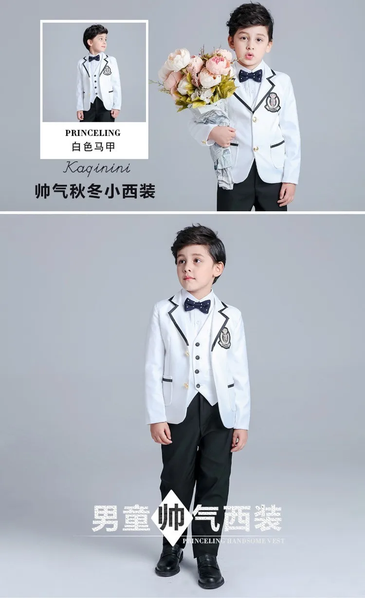 2018 новые модные детские Для маленьких мальчиков весна-осень блейзеры костюмы костюм для мальчика для свадеб дети вечернее белое платье
