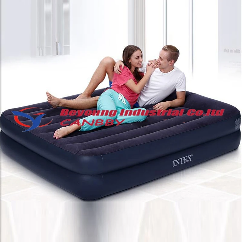 Надувная надувная кровать Intex queen-size со встроенным электрическим насосом и подушкой