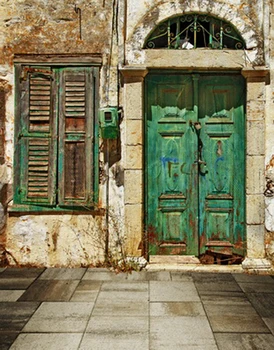 

5X7ft Vinyl photography backdrops Vintage green window and door outdoors sunshine fond photo backdrops backgrounds for kids